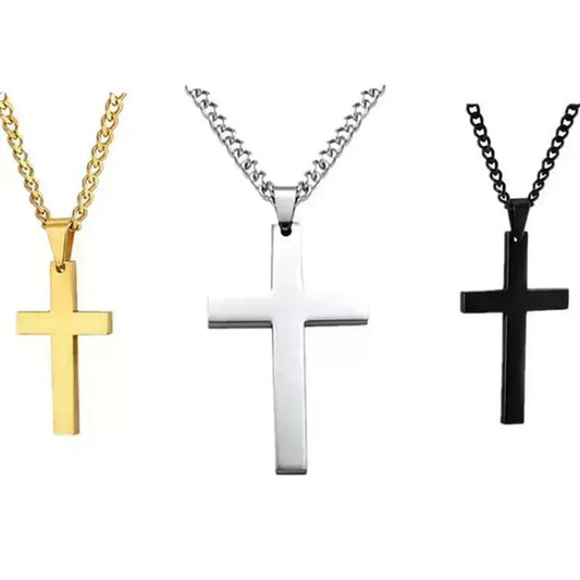 Simple Style Stainless Steel Cross Pendant - Men & Women